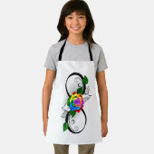 Tablier Symbole d'infini avec Rose arc-en-ciel (Insitu)