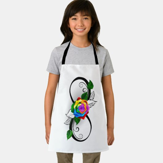 Tablier Symbole d'infini avec Rose arc-en-ciel (Insitu)