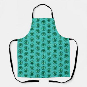Tablier Symbole Soleil Noir Vert Maori Tortues tribales