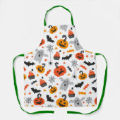Tablier Symboles d'Halloween motif sur blanc (Recto)
