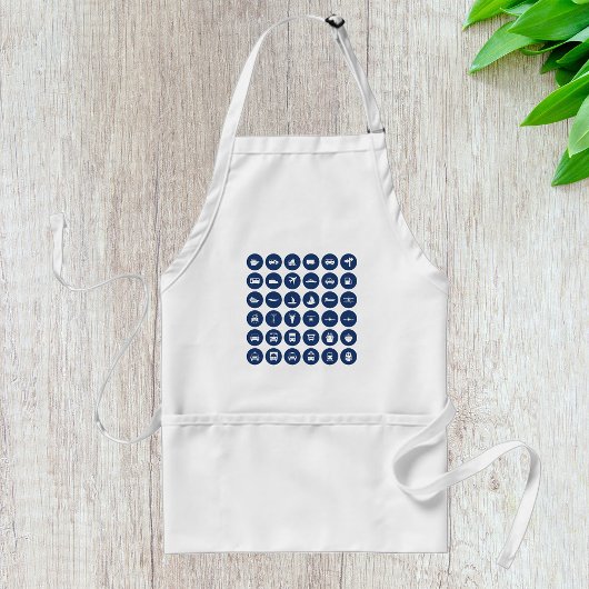 Tablier Symboles Icônes De Transport En Bleu