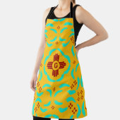 Tablier Symboles Red Zia Nouveau-Mexique Plumes turquoise (Insitu)