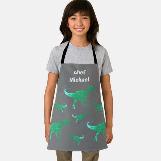 Tablier T-rex dinosaure imprimer nom personnalisé (Insitu)