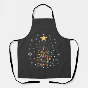 Tablier T-shirt classique arbre de Noël caniche jouet noir