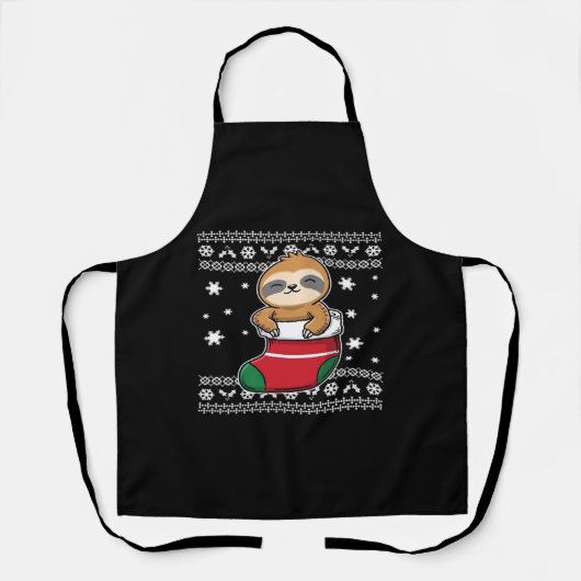 Tablier T-shirt classique de Noël Sloth (Recto)