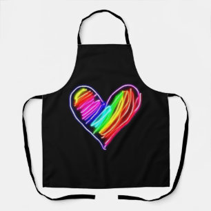 Tablier T-Shirt Cœur Arc-en-Ciel Néon Rassemblement Fierté