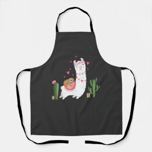 Tablier T-shirt de lama à cheval sur un paresseux mignon a