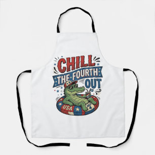 Tablier T-shirt drôle d'alligator pour le 4 juillet