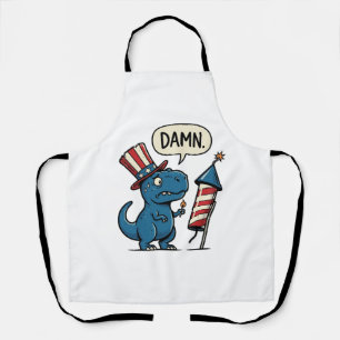 Tablier T-shirt drôle patriotique T-Rex feu d'artifice Des