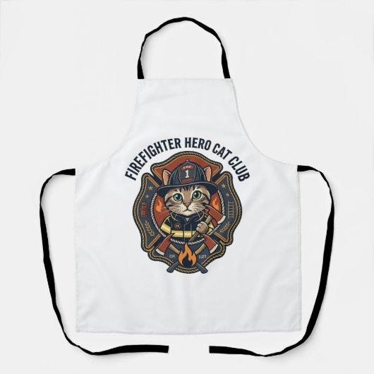 Tablier T-shirt graphique chat héros pompier - Feu (Recto)