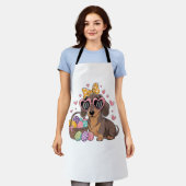 Tablier T-shirt mignon teckel de Pâques (Porté)
