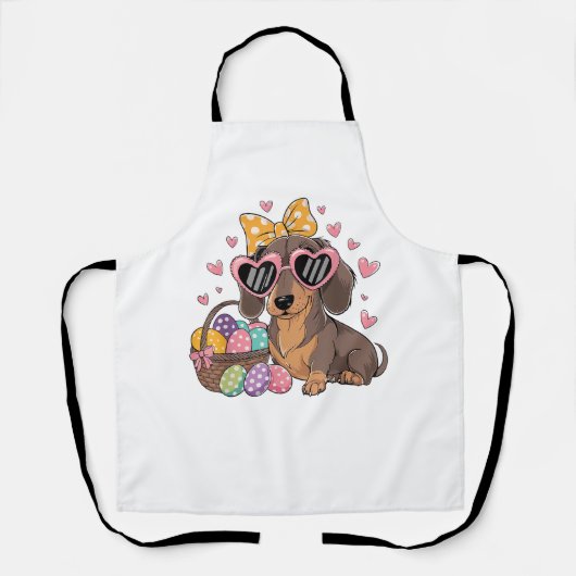 Tablier T-shirt mignon teckel de Pâques (Recto)