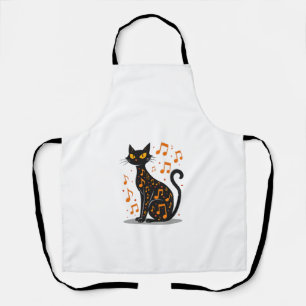 Tablier T-shirt Musical Note Cat Halloween Note de Musiqu