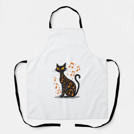 Tablier T-shirt Musical Note Cat Halloween Note de Musiqu (Recto)