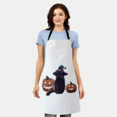Tablier T-Shirt Oversize chat noir Halloween (Porté)