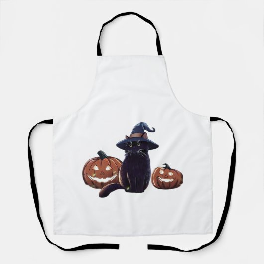 Tablier T-Shirt Oversize chat noir Halloween (Recto)