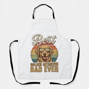 Tablier T-shirt Papa Golden Retriever Vintage Sunset Pour