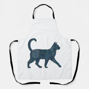 Tablier T-Shirt Rétro Drôle Patch en Denim Animal Chat