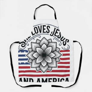 Tablier T-Shirt Vintage Fleur Chrétienne Patriotique