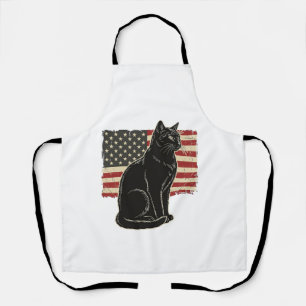 Tablier T-Shirt Vintage Graphique Chat Patriotique Drapeau
