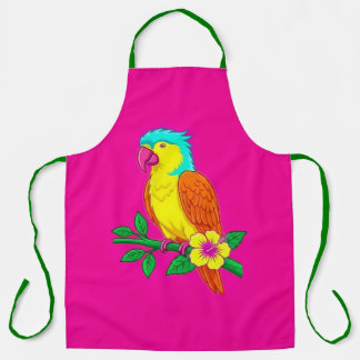 Tablier Tabard à Impression Florale de Perroquet Tropical