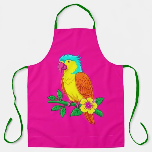 Tablier Tabard à Impression Florale de Perroquet Tropical (Recto)