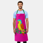 Tablier Tabard à Impression Florale de Perroquet Tropical (Porté)