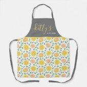 Tablier Tabard à Impression Générale de Roses Jaunes et Pê (Recto)