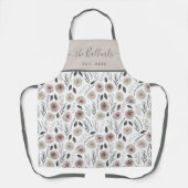 Tablier Tabard à impression intégrale de fleurs aquarelles (Recto)