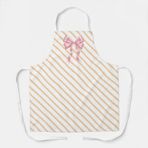 Tablier Tabard avec nœud coquet rose et rayures orange