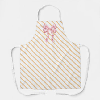 Tablier Tabard avec nœud coquet rose et rayures orange