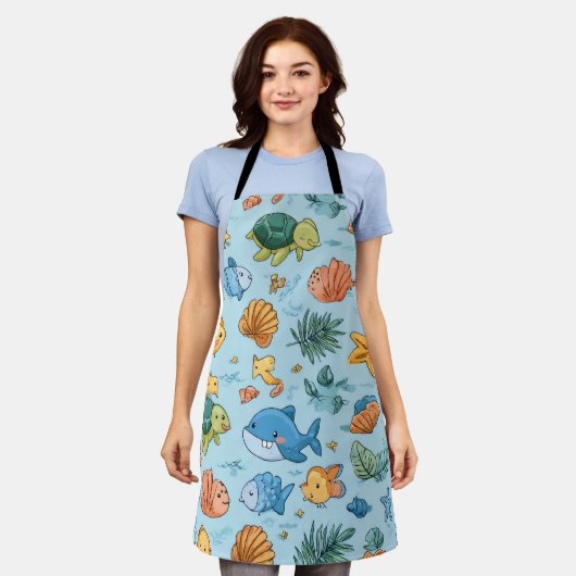 Tablier Tabard Cadeau avec Impression Ocean Air (Porté)