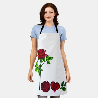 Tablier Tabard d'art Rose Romantique – Dessin LOVE Peint à