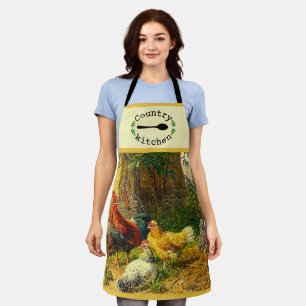 Tablier Tabard de cuisine de campagne coq fermier poules