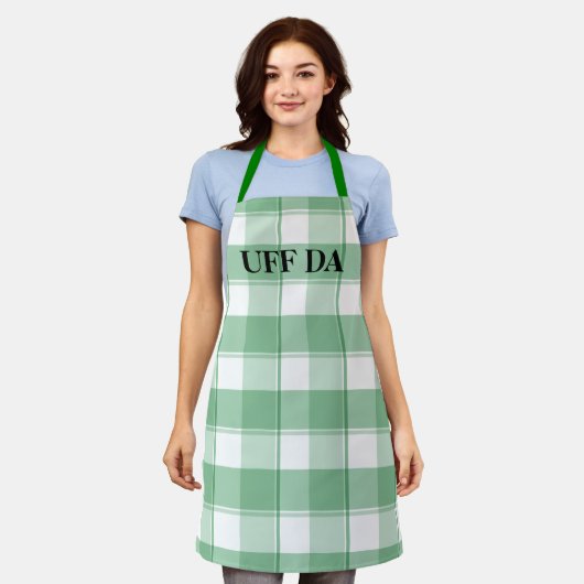 Tablier Tabard de ferme vert Uff Da tout-imprimé (Porté)