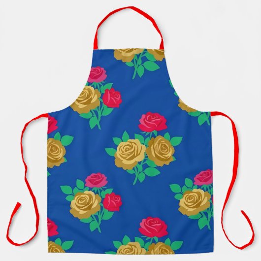 Tablier Tabard de fleur rose or et bleu royal gras (Recto)