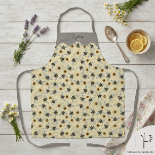 Tablier Tabard de jardinage à motif d'abeille jaune