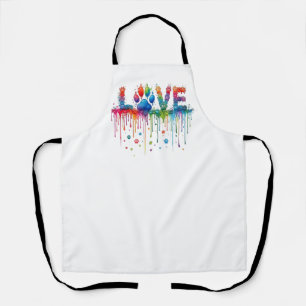 Tablier Tabard de Toilettage LOVE Empreinte de Patte Aquar