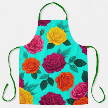 Tabard Floral Rose Turquoise Vibrant