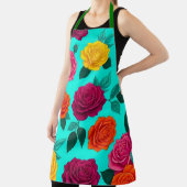 Tablier Tabard Floral Rose Turquoise Vibrant (Insitu)