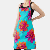 Tablier Tabard Floral Turquoise et Rose Néon (Insitu)