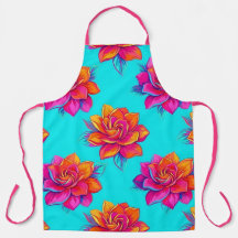 Tabard Floral Turquoise et Rose Néon