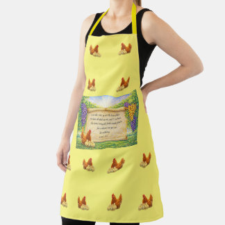 Tablier Tabard Jaune Intégral avec Poules & Verset Bibliqu