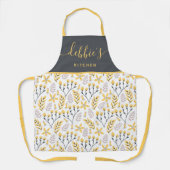 Tablier Tabard personnalisé à impression florale jaune (Recto)