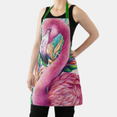 Tablier Tabard Rose Flamant Floral Drôle Mignon Vert (Insitu)