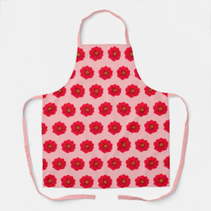 Tablier Tabard sans couture à motif de fleur rouge