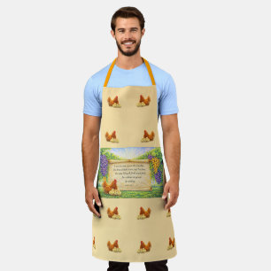 Tablier Tabard tout en pêche avec poules & verset biblique