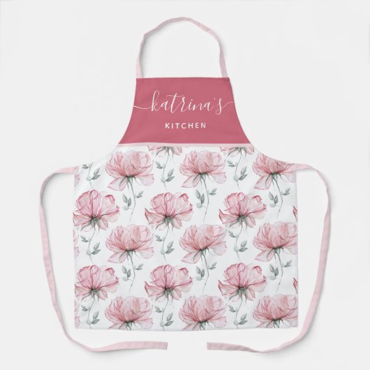 Tablier Tabardier à impression florale aquarelle (Recto)