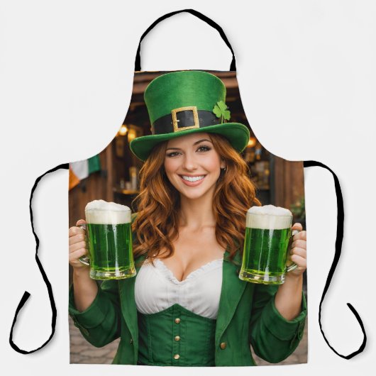 Tablier Tabardier impression intégrale bière verte irlanda (Recto)