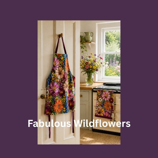 Tablier Tabardier Imprimé de Fleurs Sauvages Colorées